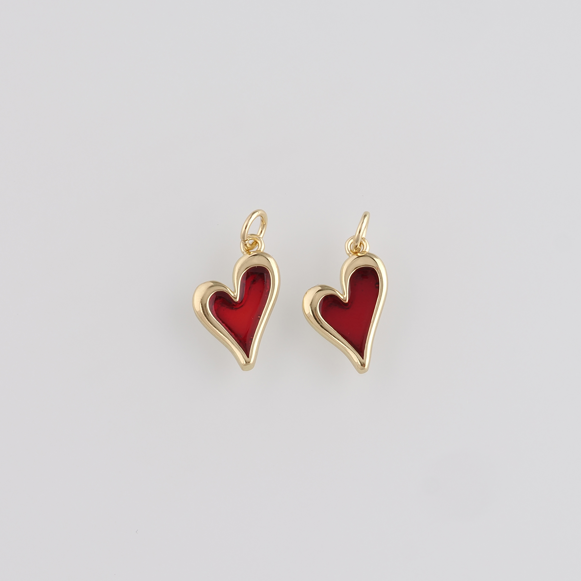 18K Gold Filled Heart Pendant,Enamel Heart Charm Earrings Necklace for DIY Jewelry Making Supply