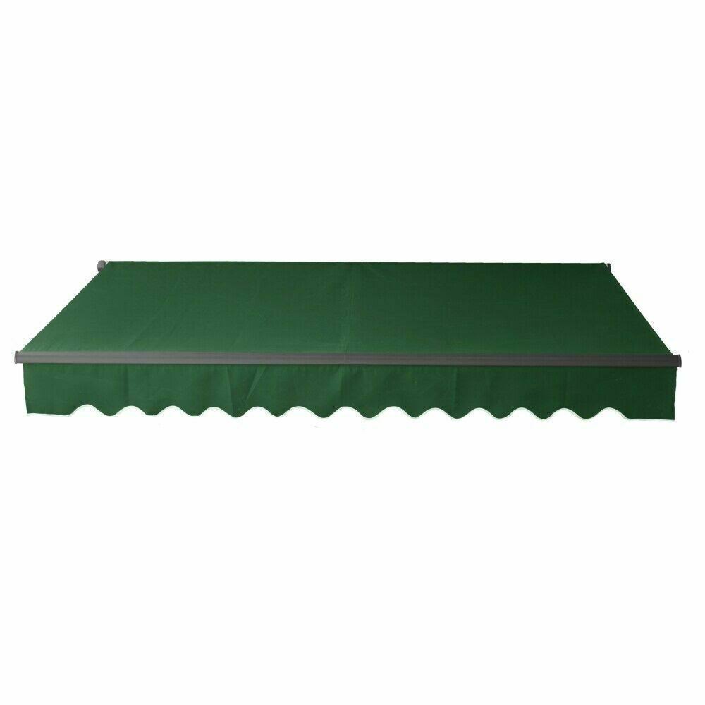 Aleko AB12X10GREEN39 12 x 10 ft. Black Frame Retractable Home Patio Canopy Awning Green