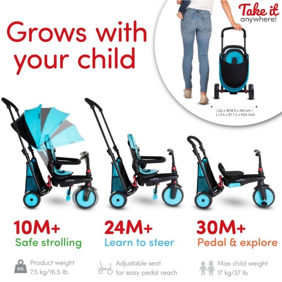 STR3, 6-in-1 Folding Stroller Tricycle, 10M+