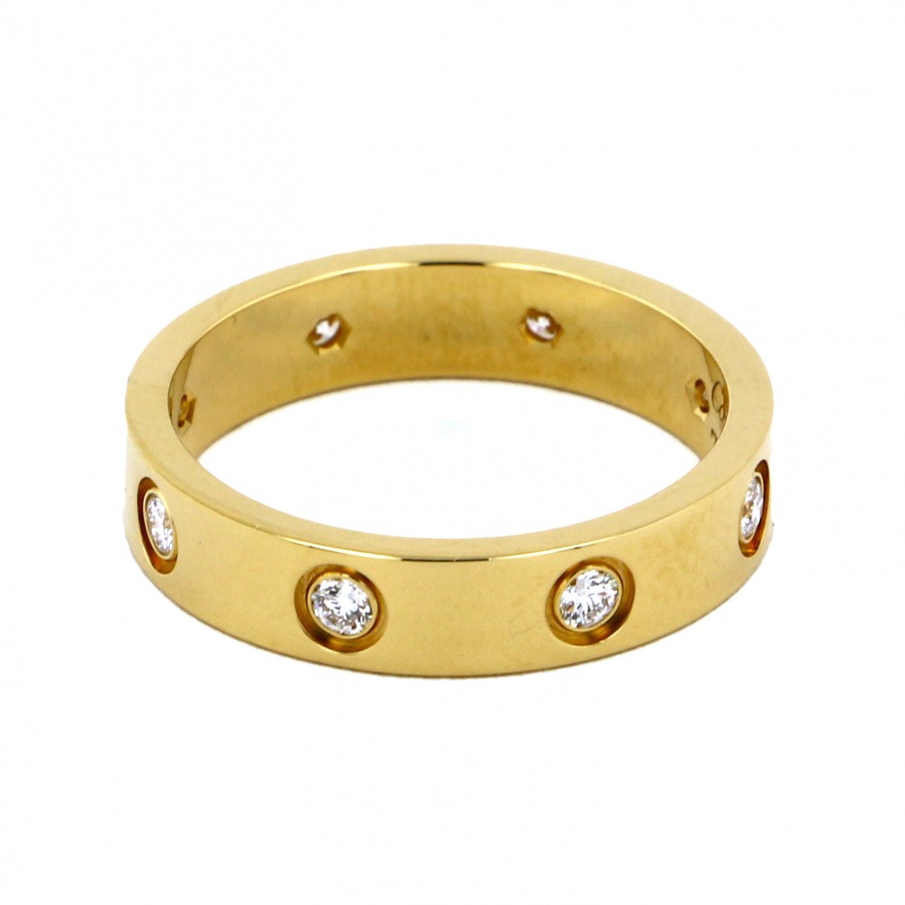 Cartier Love 8P Diamond Ring 18K Yellow Gold