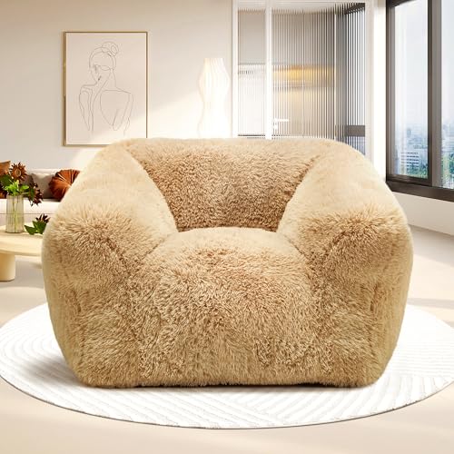 Homguava Giant Bean Bag Chair for Adults,Large Bean Bag Sofa with Armrests&Stuffed Memory Foam,Big BeanBags with Filler,Plush Bean Bag Couch Comfy Lazy Sofa for Bedroom,Living Room (Extra Large,Pink)