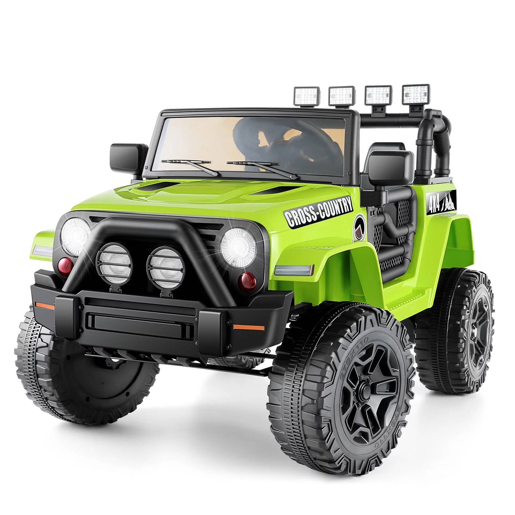 Vibespark 12V Ride On Truck, Kids Electric Vehicles w/ Remote Control, 4.5Ah Powered Electric Ride On Car with Bluetooth Music, Spring Suspension, LED Lights, Kids Ride on Toys - Green