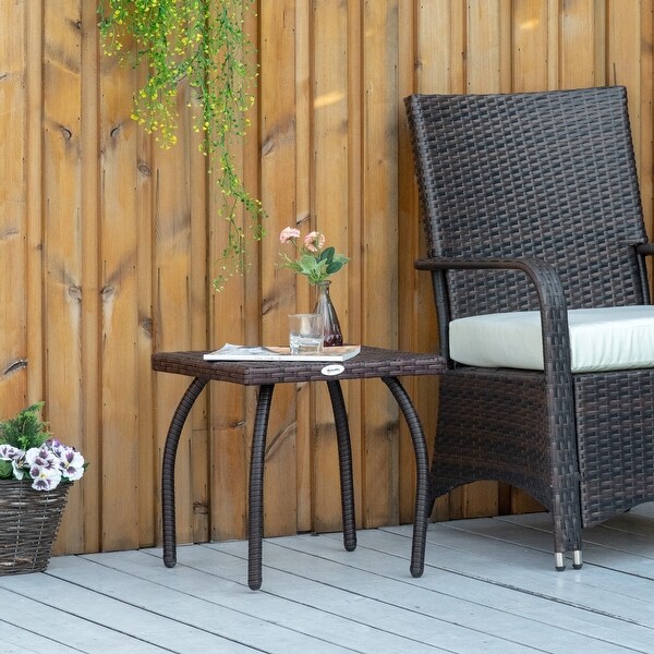 Outdoor PE Wicker Side Table,Rattan End Table