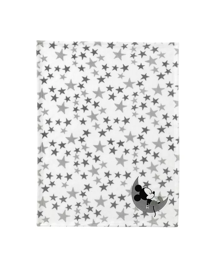 Lambs and Ivy Disney Baby Mickey Mouse White Gray Celestial Fleece Blanket by Lambs and Ivy