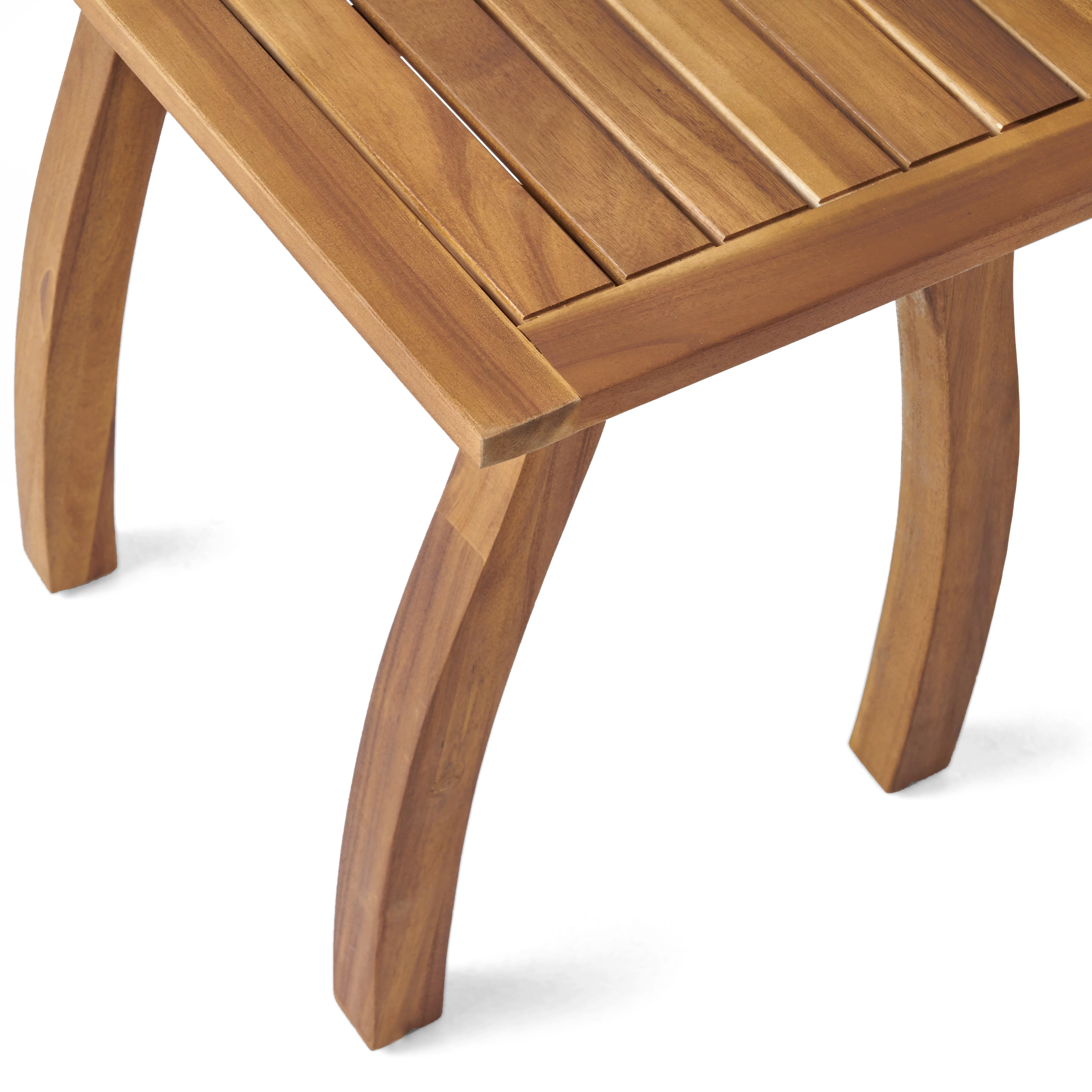 Dennis Outdoor 2 Seater Acacia Wood Rocking Chairs and Side Table Set, Brown, Cream