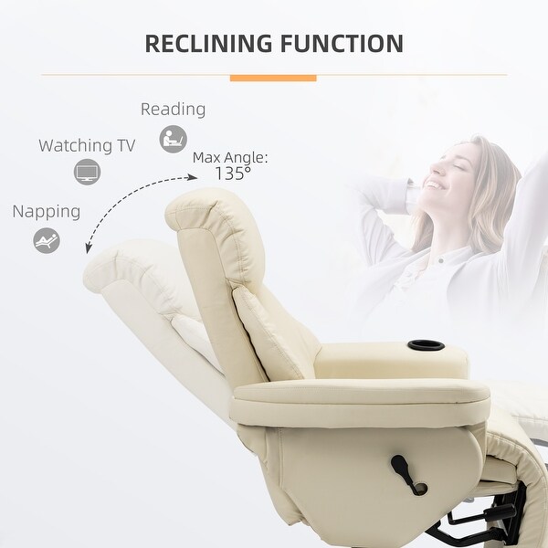 Considerate Design 360�� Swivel Manual Recliner with Cup Holder,Modern Lounge Armchair with Side Pocket