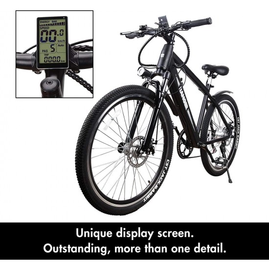 Electric Bicycle Mountain Electric Bike 6 Speed Gear with Battery LCD Display and Charger