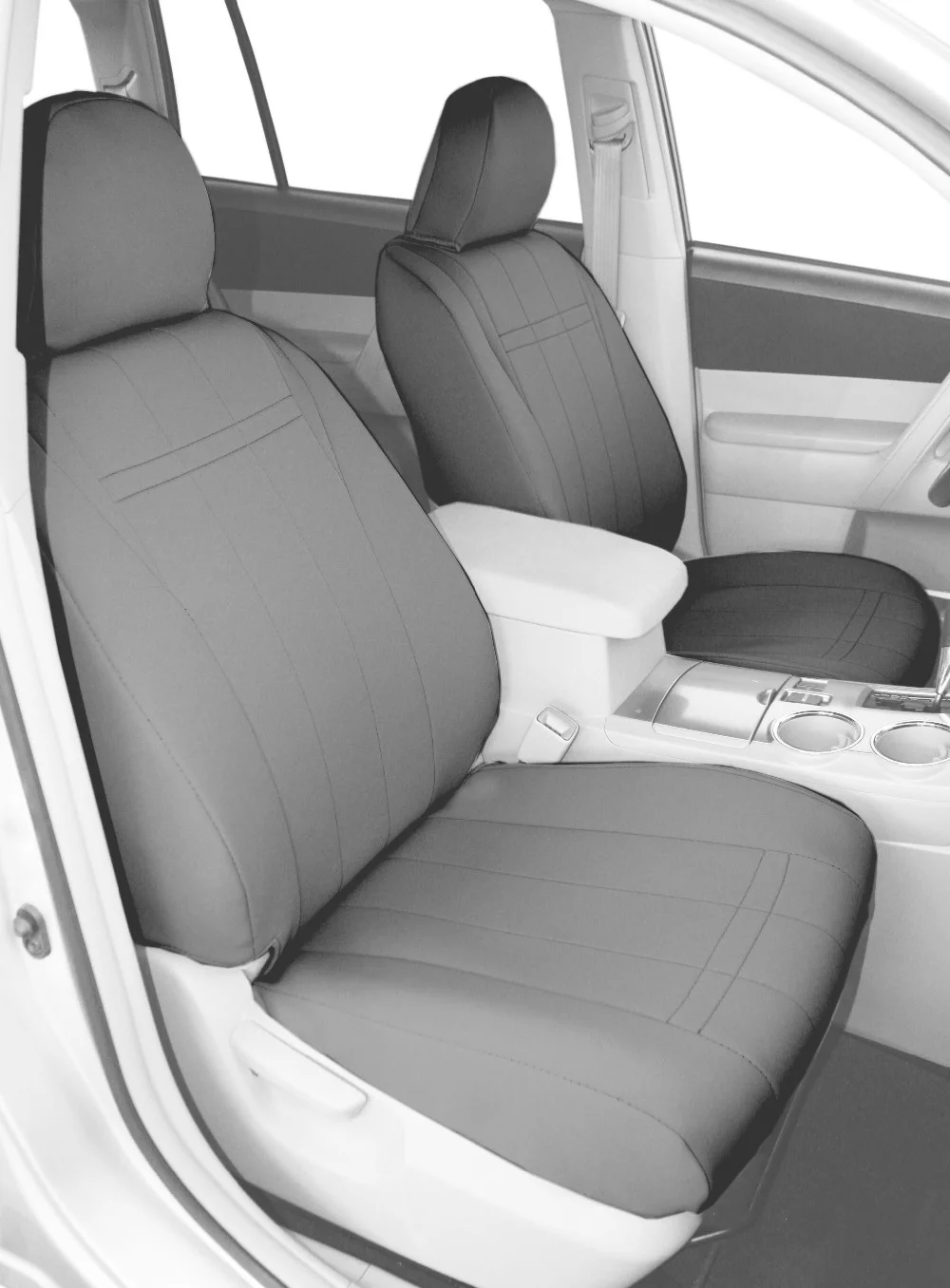 CalTrend Front Buckets NeoPrene Seat Covers for 2005-2015 Nissan Xterra|Pathfinder - NS197-08PA Light Grey Insert and Trim