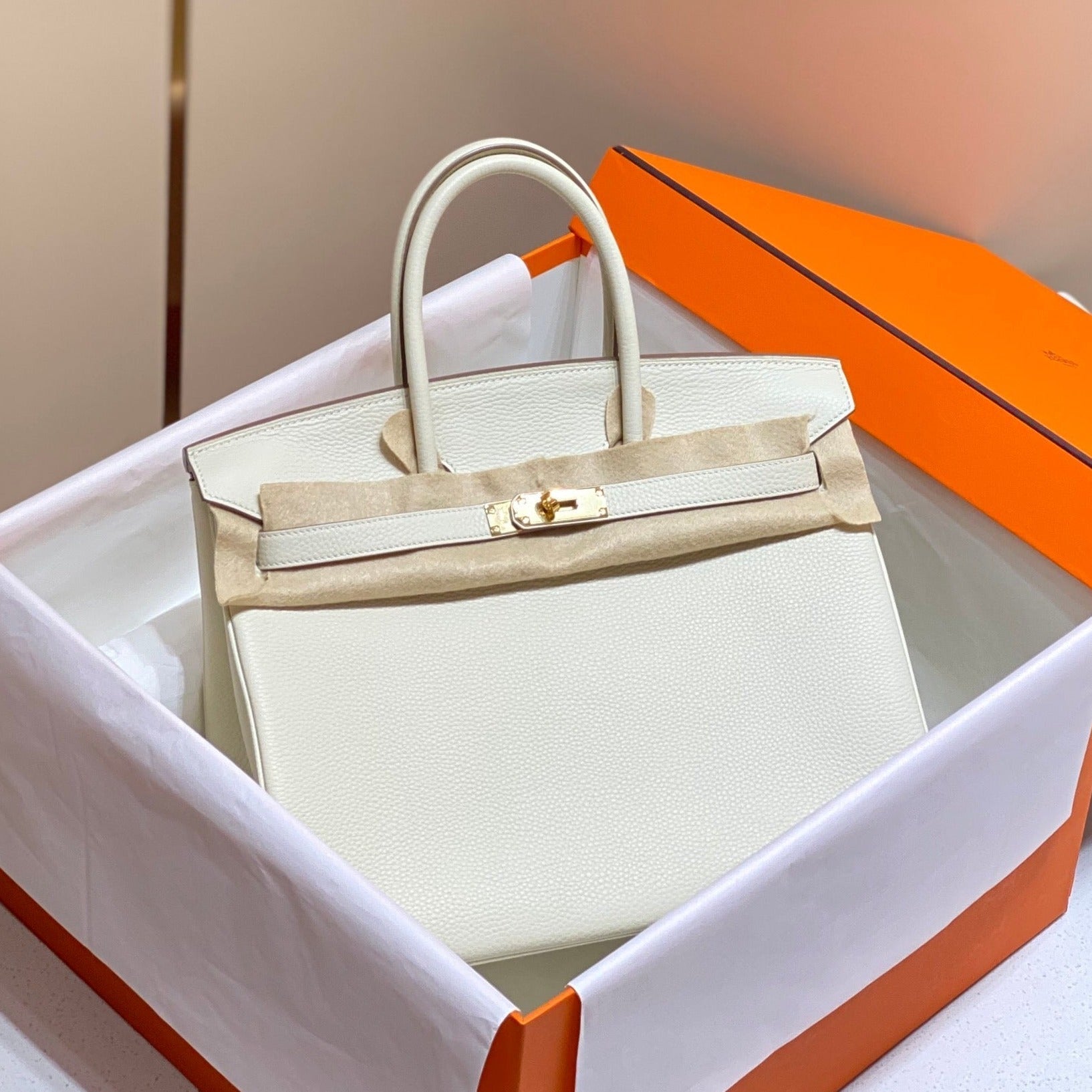 Hermes Birkin 35Cm White Togo Leather Gold Hardware