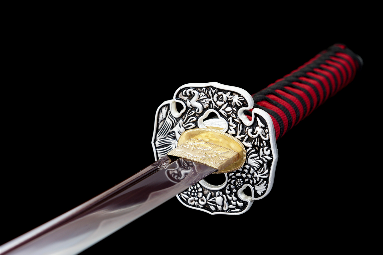 Handmade Katana High Carbon Purple Blade Alloy Tsuba Red Saya Full Tang