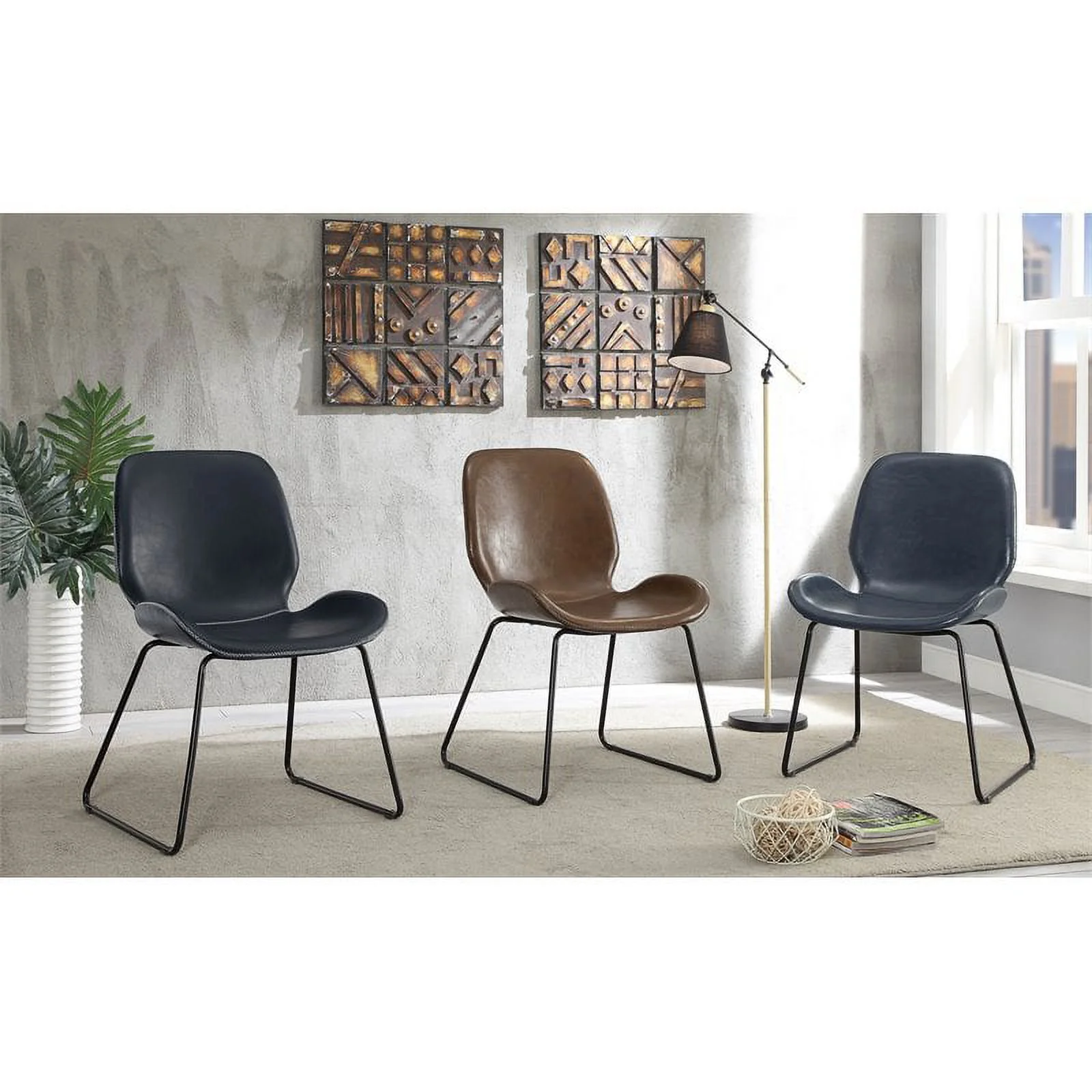 Furniture of America Shara Faux Leather Upholstered Accent Chair in Black