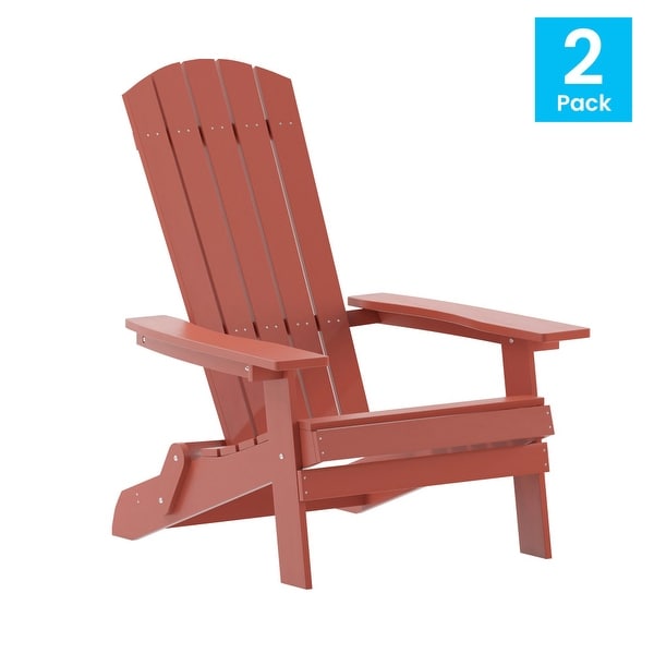 Set of 2 AllWeather Modern Wide Slat Back Poly Resin Adirondack Chairs