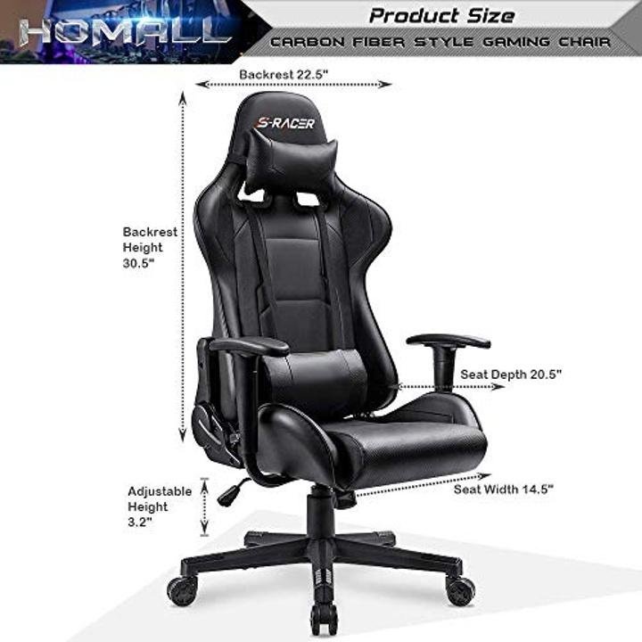 homall-Gaming Chair Office Chair High Back Computer Chair PU Leather Desk Chair PC Racing Executive Ergonomic Adjustable Swivel Task Chair