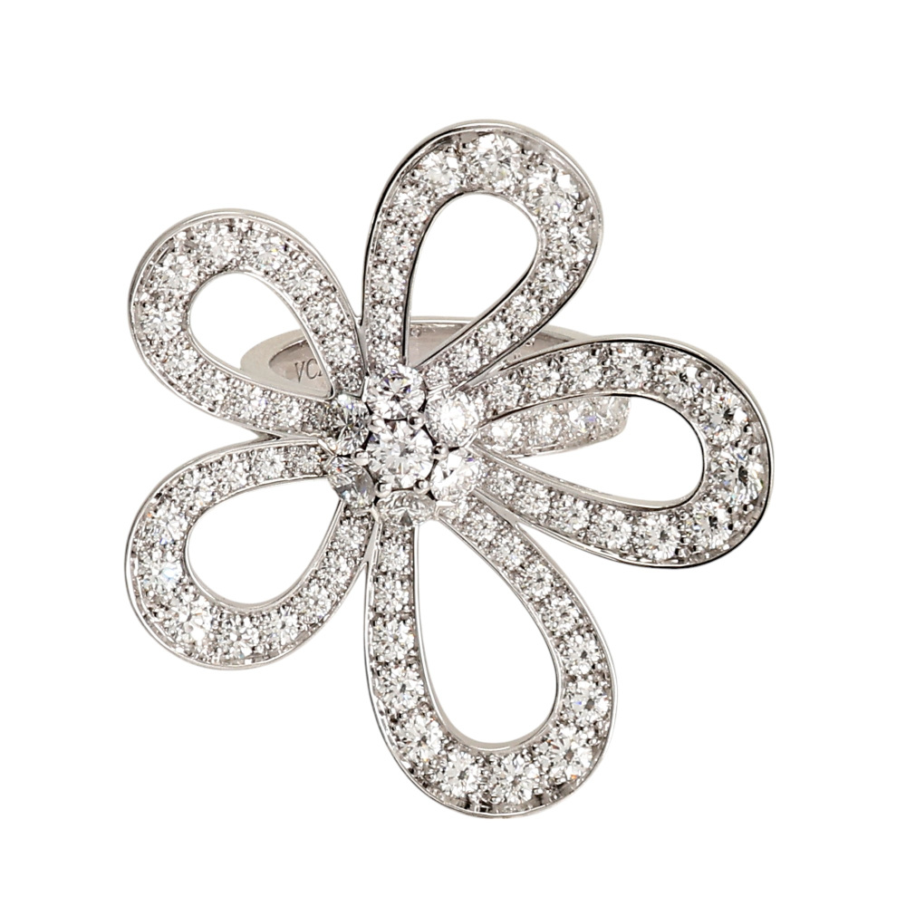 Van Cleef & Arpels Flower Lace Ring 18K White Gold Diamond VCARP05300