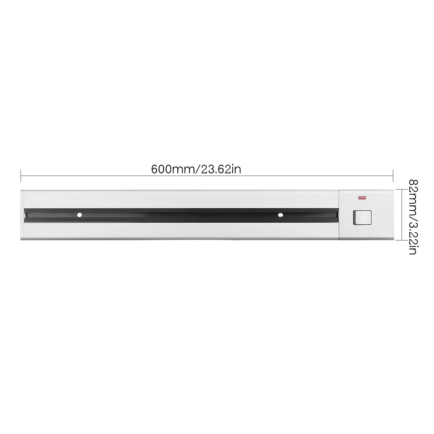 Walmeck Electrical Outlet Track Surface Mounted Power Outlet Track 60cm Aluminum Alloy Kitchen Sockets Track Wall Outlet Extension Sliding Rail Works with Movable Power Outlet