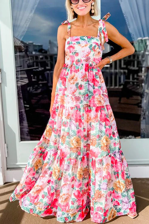 Floral Ruffle Swing Maxi DressClistos