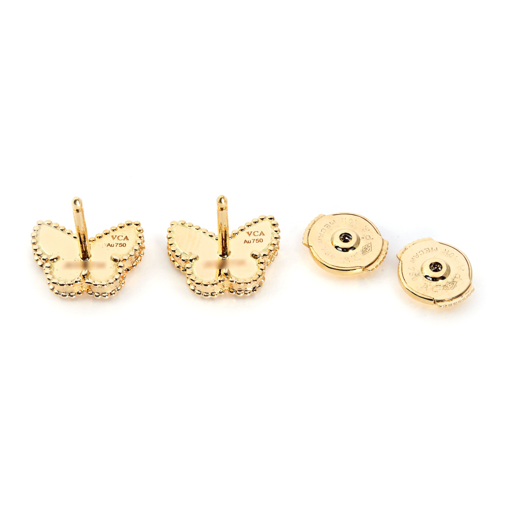 Van Cleef & Arpels Sweet Papillon Earrings 18K Yellow Gold Mother of Pearl VCARN5JM00