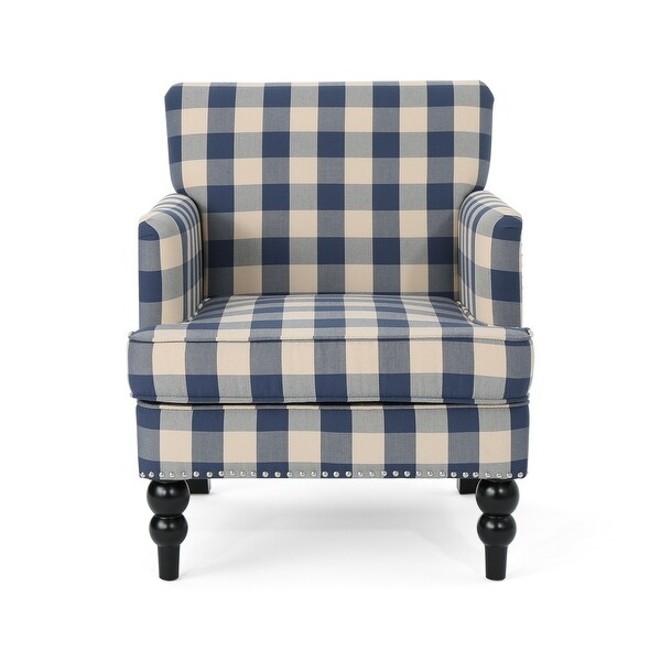 Modern Fabric Tufted Club Chair with Arms and Nailhead,Easy to Assemble