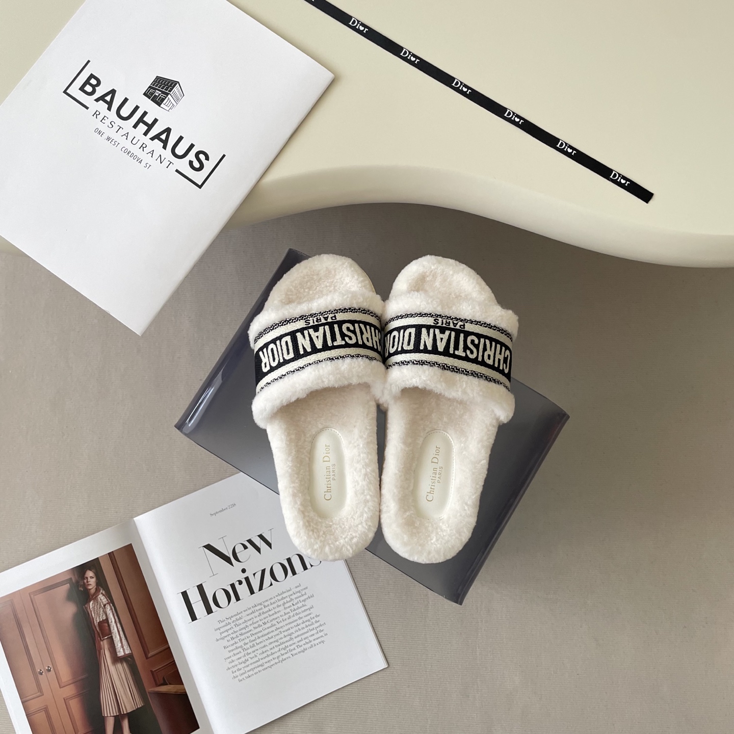 Dior Embroidered Lambswool Slippers - cnluxepick