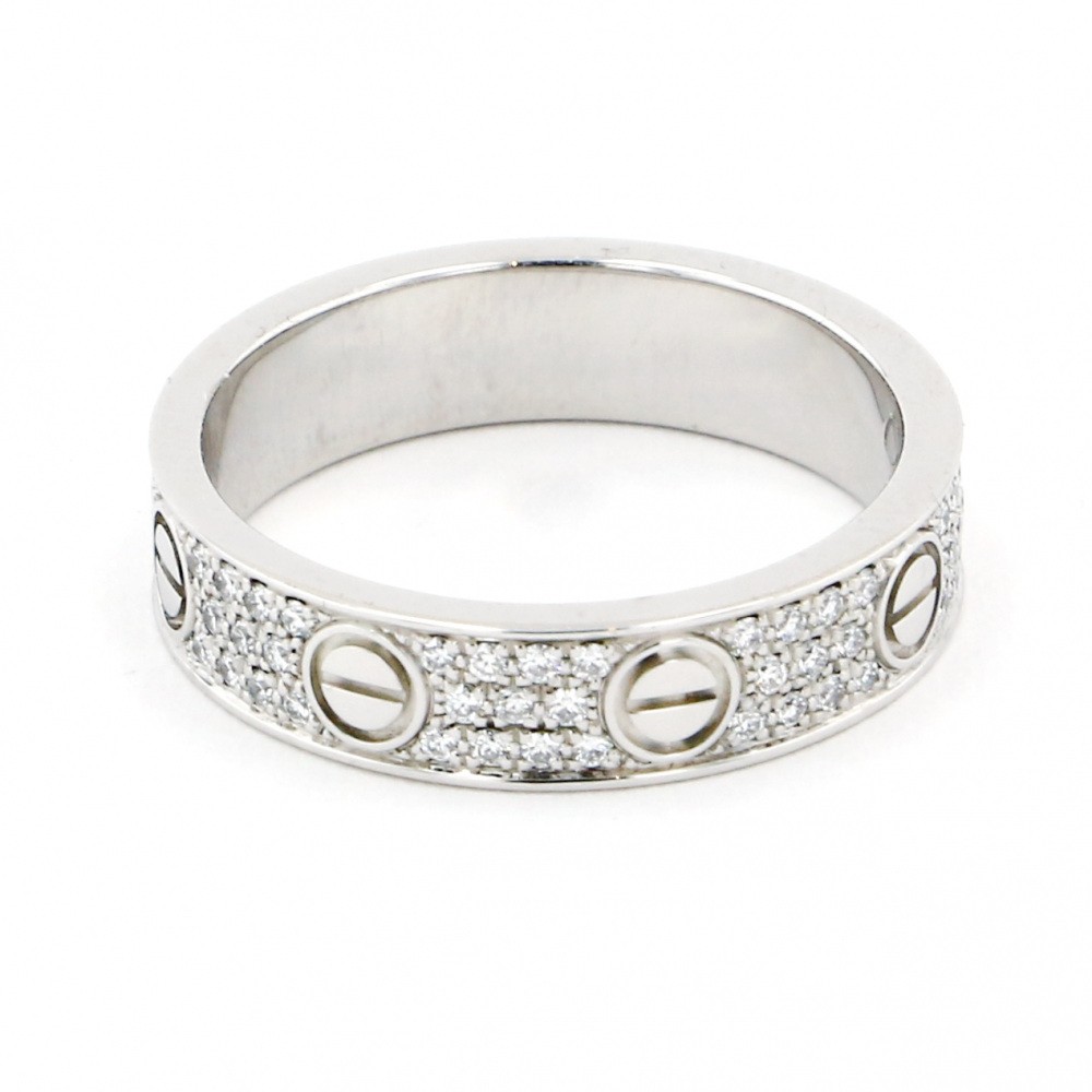Cartier Love Pave Diamond Ring 18K White Gold