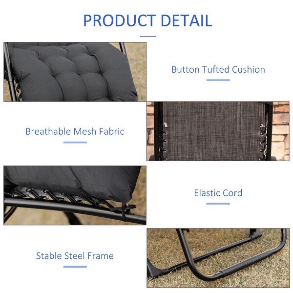 Outsunny Padded Zero Gravity Chairs,Folding Recliner Chair,Patio Lounger with Cup Holder,Adjustable Backrest