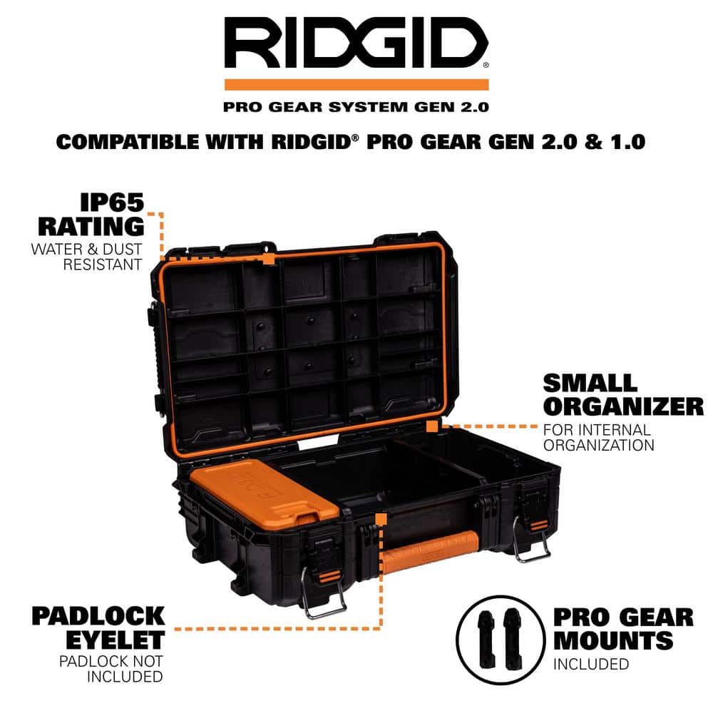 Ridgid 2.0 Pro 22 in. Gear System Rolling Tool Box and Tool Box and Tool Case 254065-254067-254069
