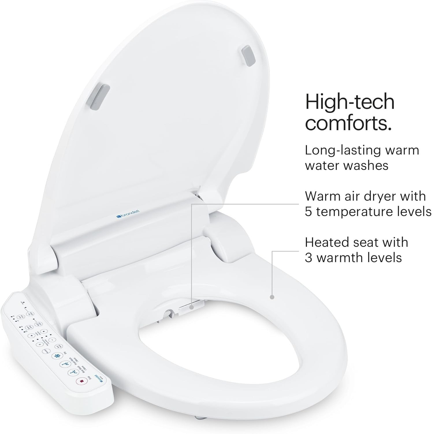 Elongated Electric Bidet Toilet Seat with Heated Seat & Oscillating Nozzle, Warm Air Dryer