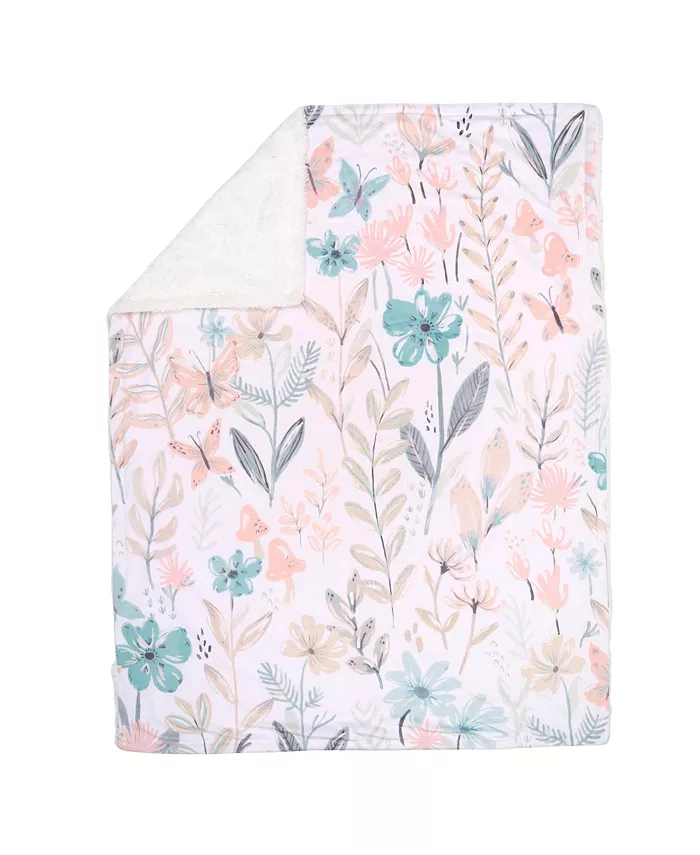 Lambs and Ivy Baby Blooms Watercolor Floral Butterfly Soft Fleece Baby Blanket