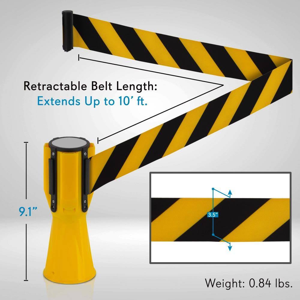 Pyle PCNTP16X4 4-pc Traffic Cone Emergency Belt - Retractable Traffic Cone Hazard Warning Tape Barrier Belt, High-Visibility w/