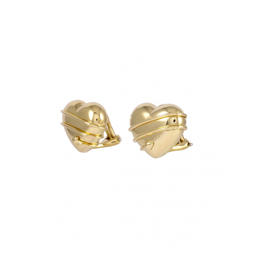Tiffany & Co. Paloma Picasso Heart Arrow Earrings 18K Yellow Gold