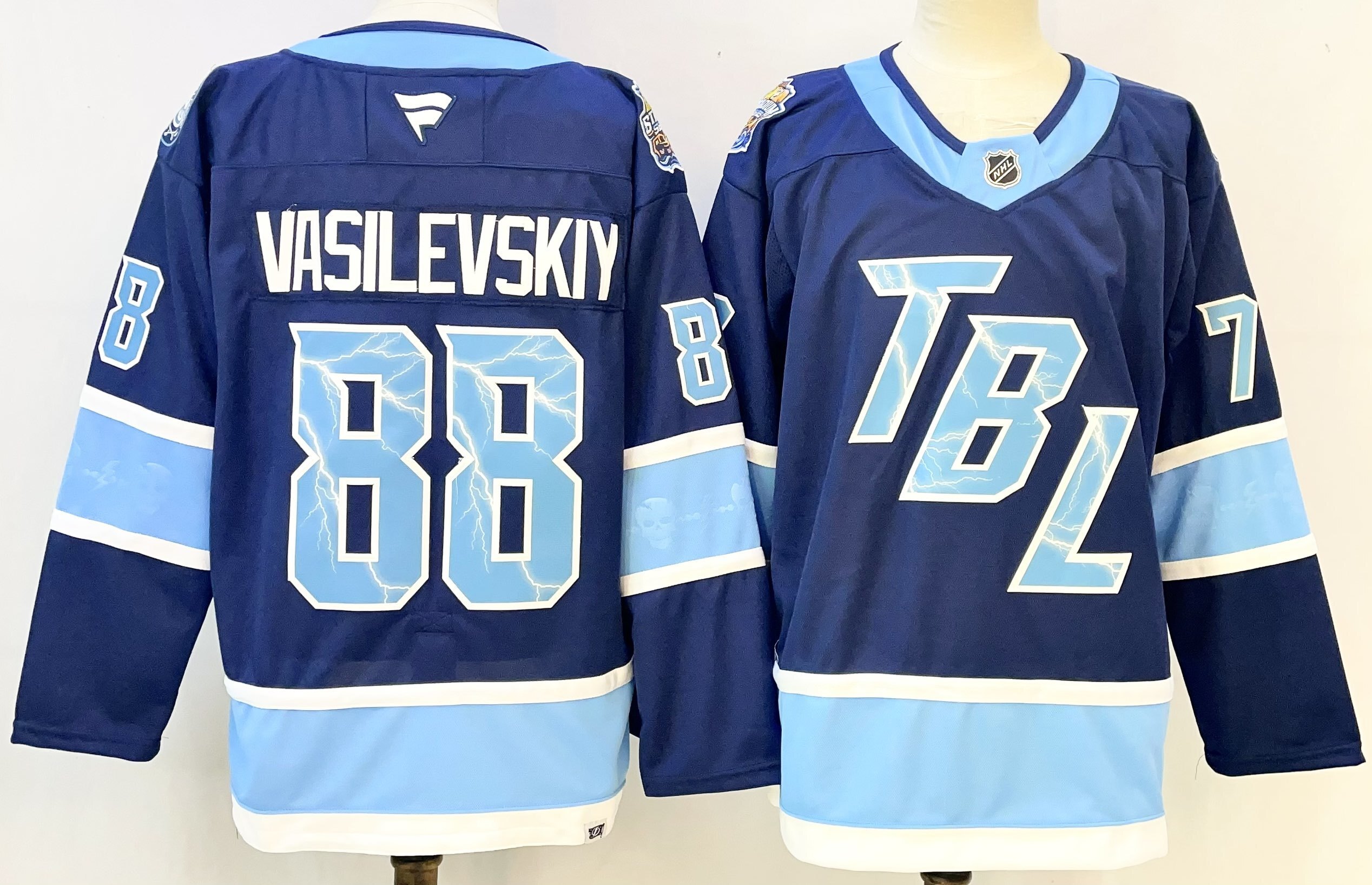 Men's Tampa Bay Lightning Andrei Vasilevskiy #88 Fanatics Blue Premium Player Jersey