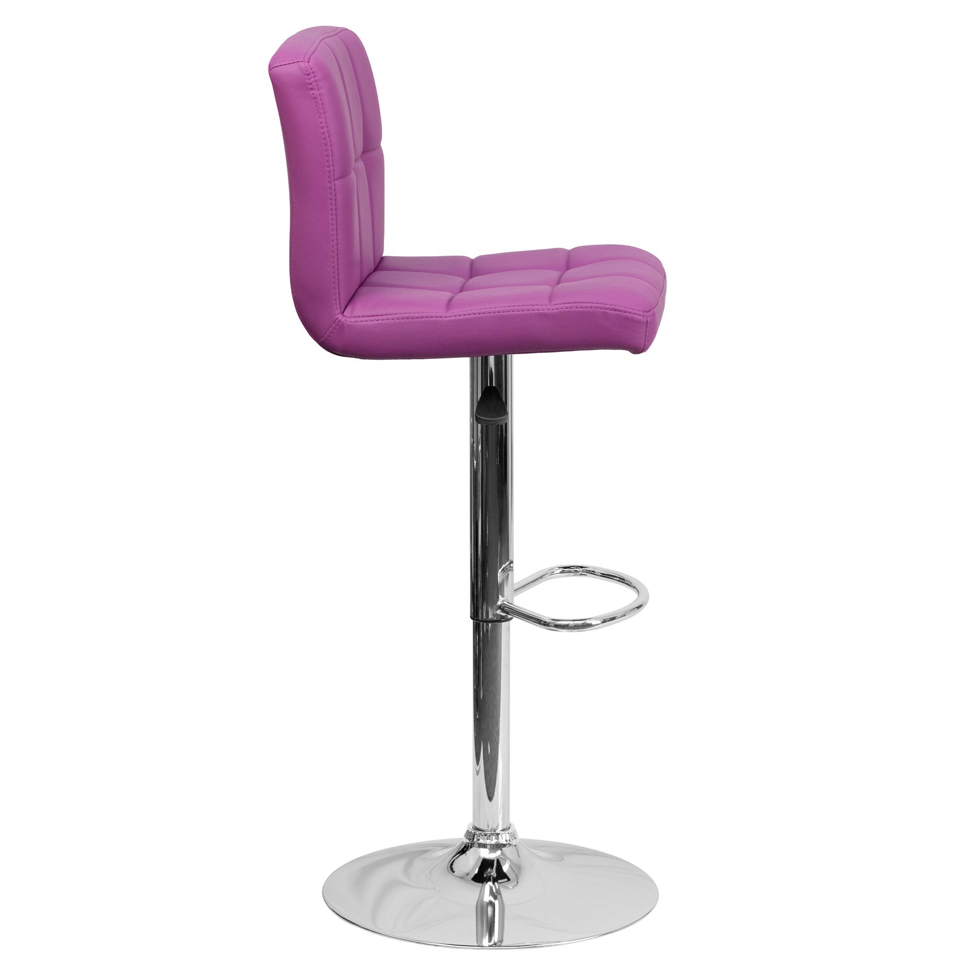 45.50x22 Purple and Silver Adjustable Height Barstool with Base