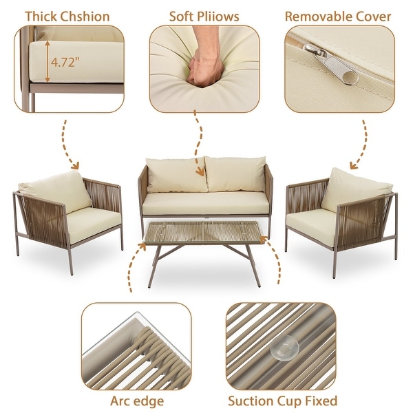 4Piece Metal Patio Conversation Set