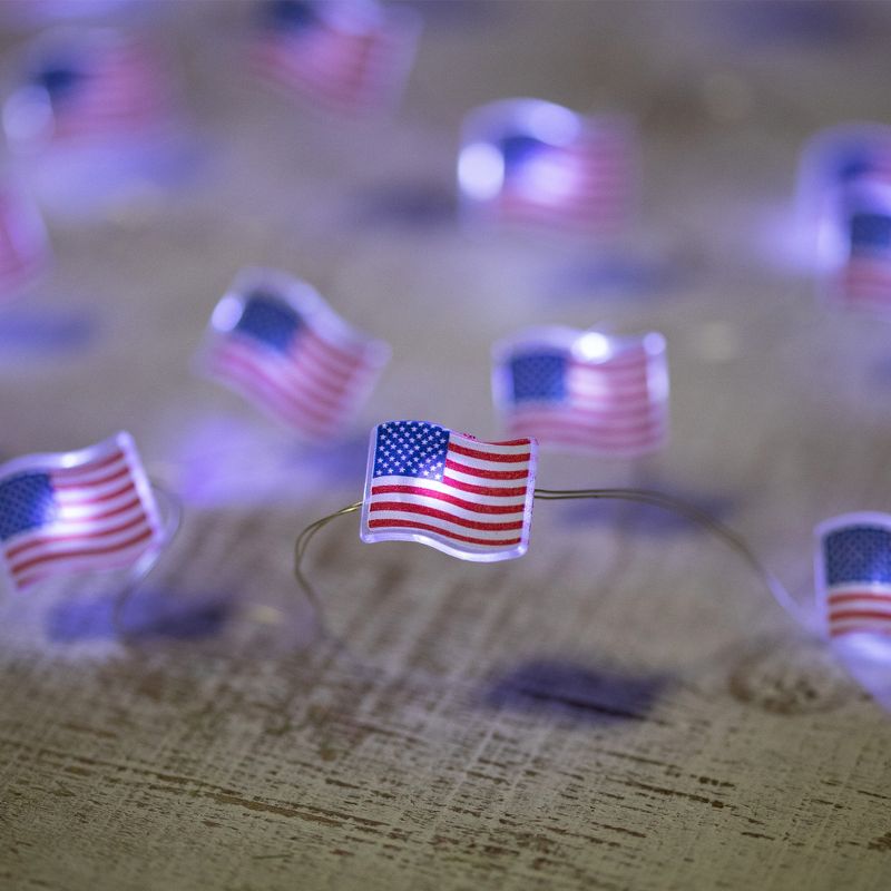 Northlight 20-Count Patriotic Americana USA Flag LED Fairy Lights, 6.25ft, Copper Wire
