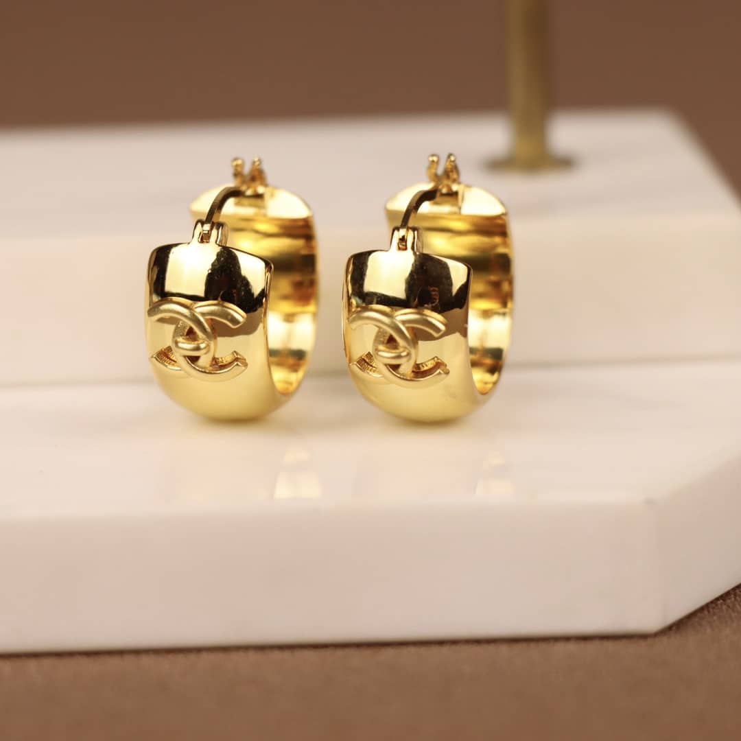 Chanel Cc Hoop Earrings