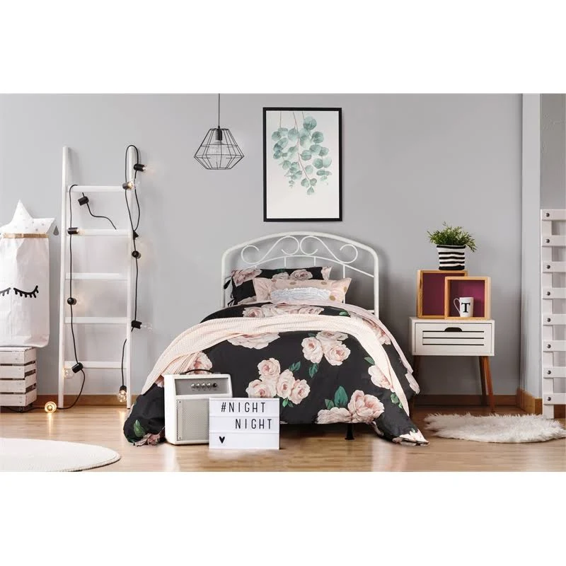 Metal Hillsdale Furniture Jolie Twin Headboard with Arched Scroll White