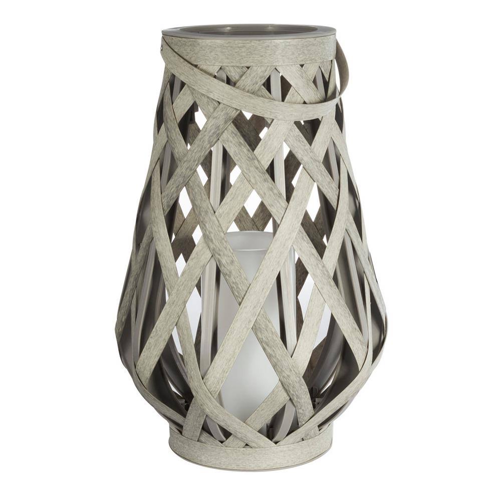 Sterno Home Gray Basketweave LED Lantern - 17 inch
