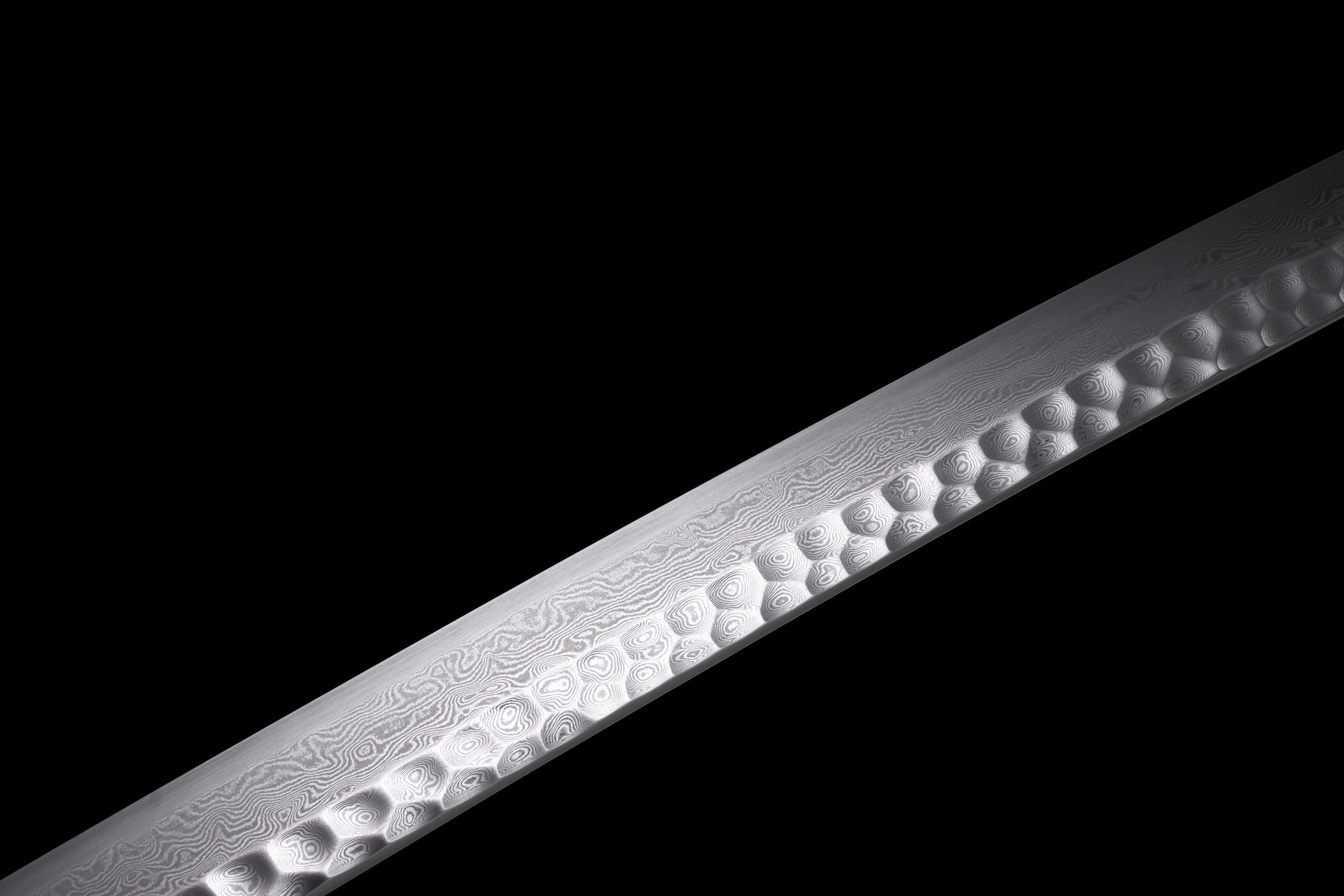 Handmade Katana Damascus Steel Night Rain Golden Dragon Full Tang