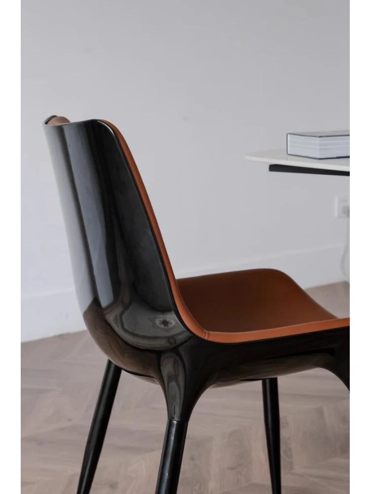 CH033 - Dining Chair - Modern HERM@S Classic Dark Brown Island Green Leather