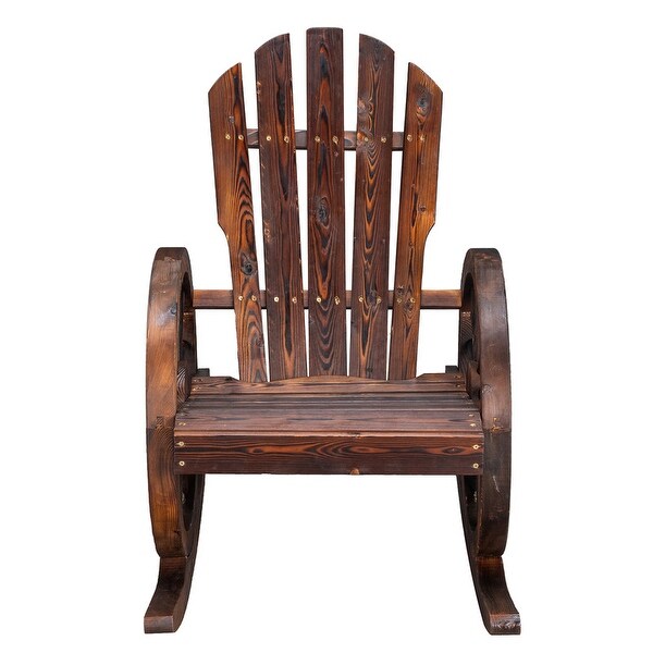 Karlhome Wagon Wheel Wood Adirondack Rocking Chair (Set of 2)