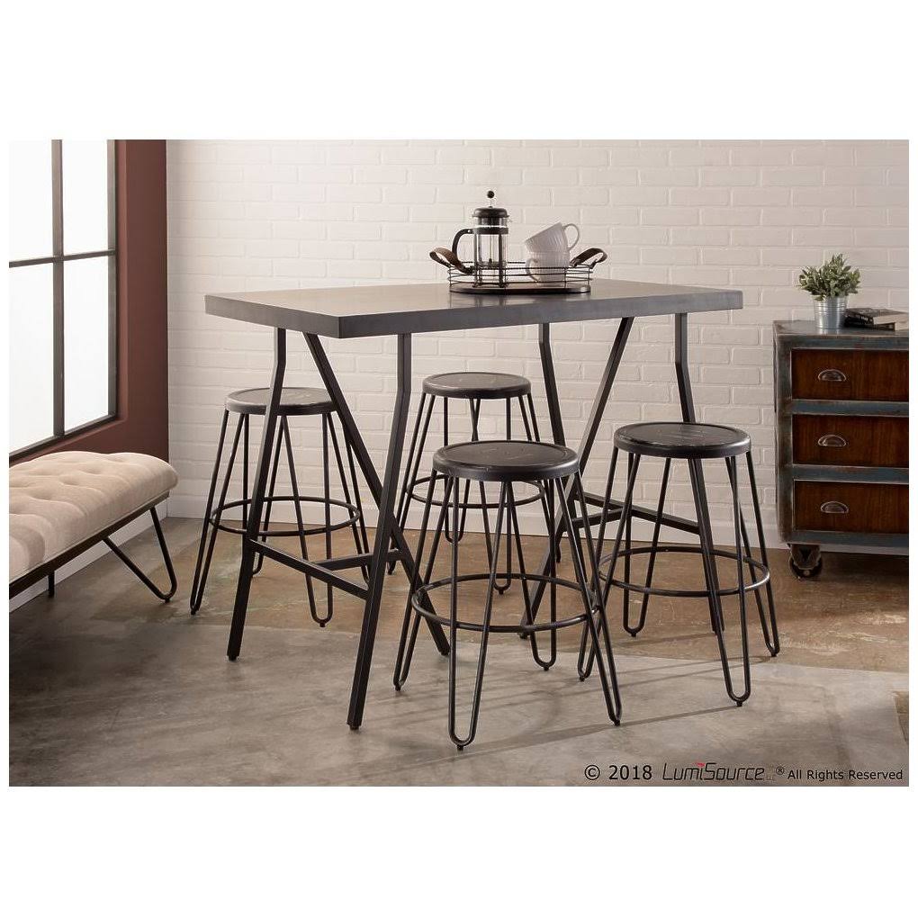 LumiSource Avery Metal Counter Stool - Set of 2 - Vintage Black