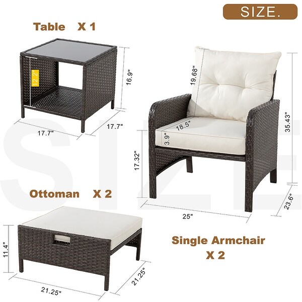 Futzca 5pc. Brown Wicker Small Patio Furniture Set