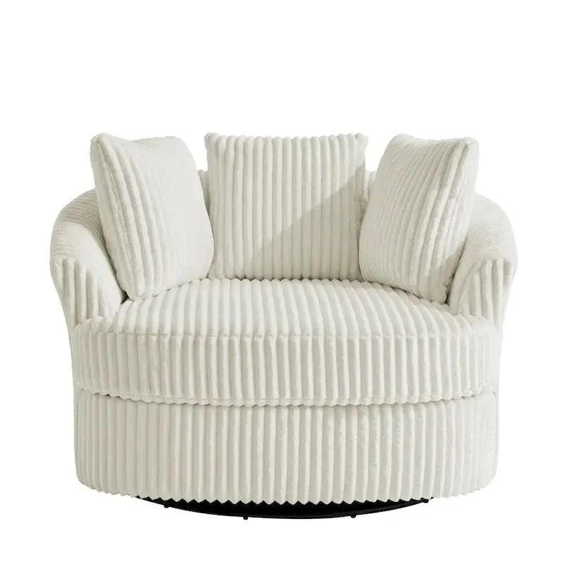 Recessed-Arm Swivel Barrel Chair – Slipcovered Barrel Accent Chair with Recessed Arms