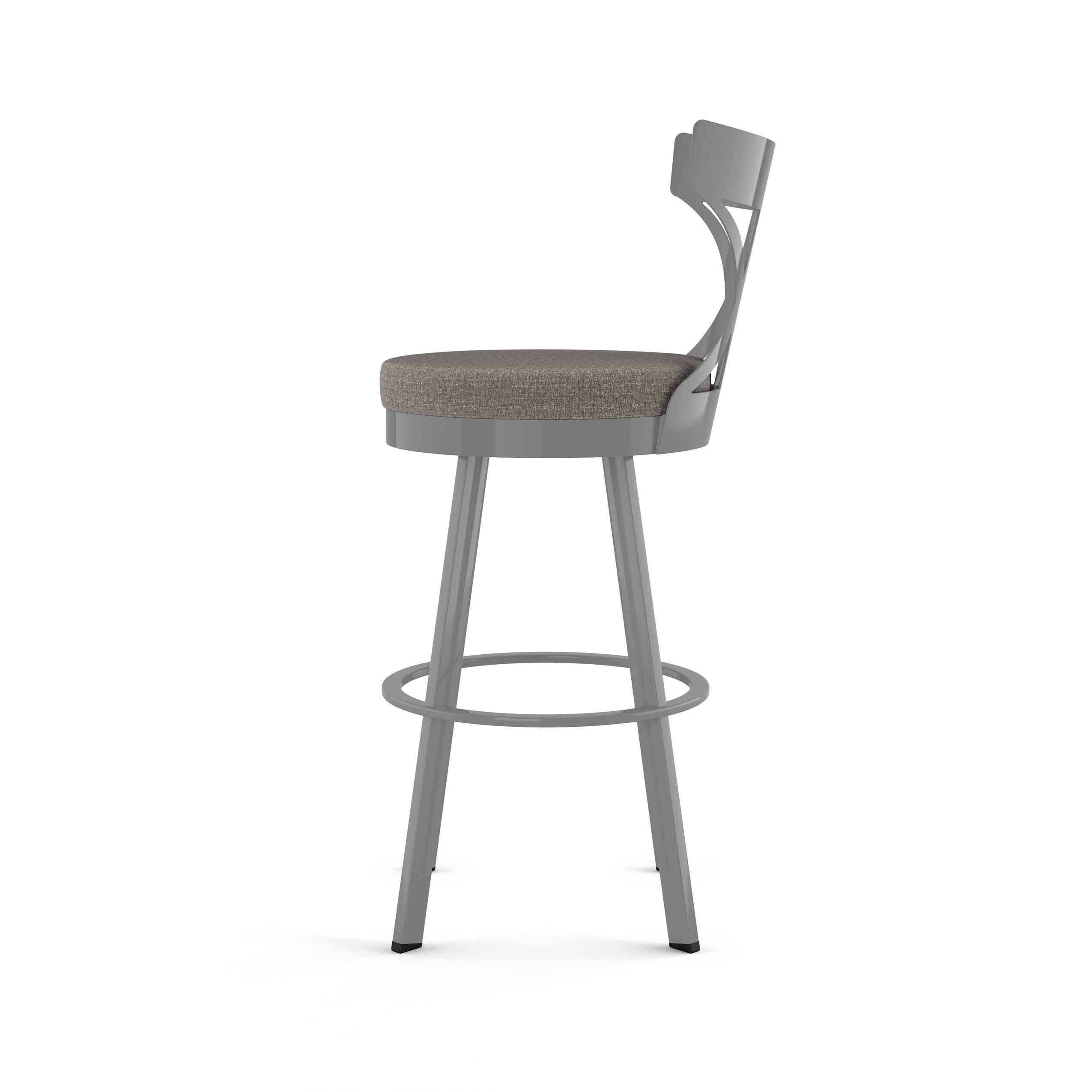 Amisco Washington Swivel 30x22 Bar Stool - Grey Woven Fabric/Black Metal