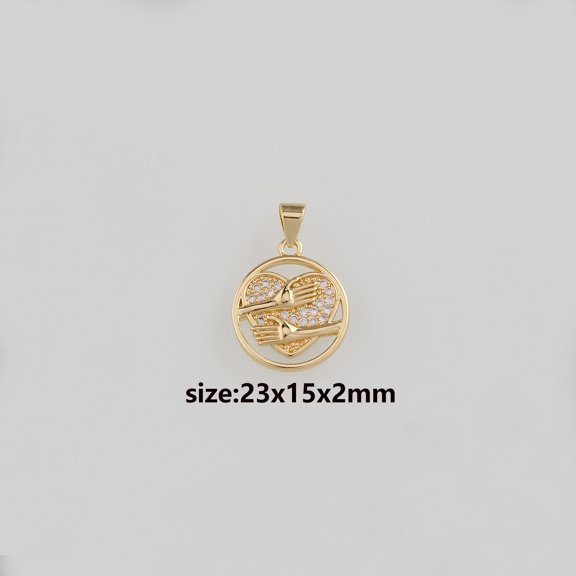 18K Gold Filled Heart Pendant,CZ Micro Pave Hugging Love Charm Earrings Necklace for DIY Jewelry Making Supply