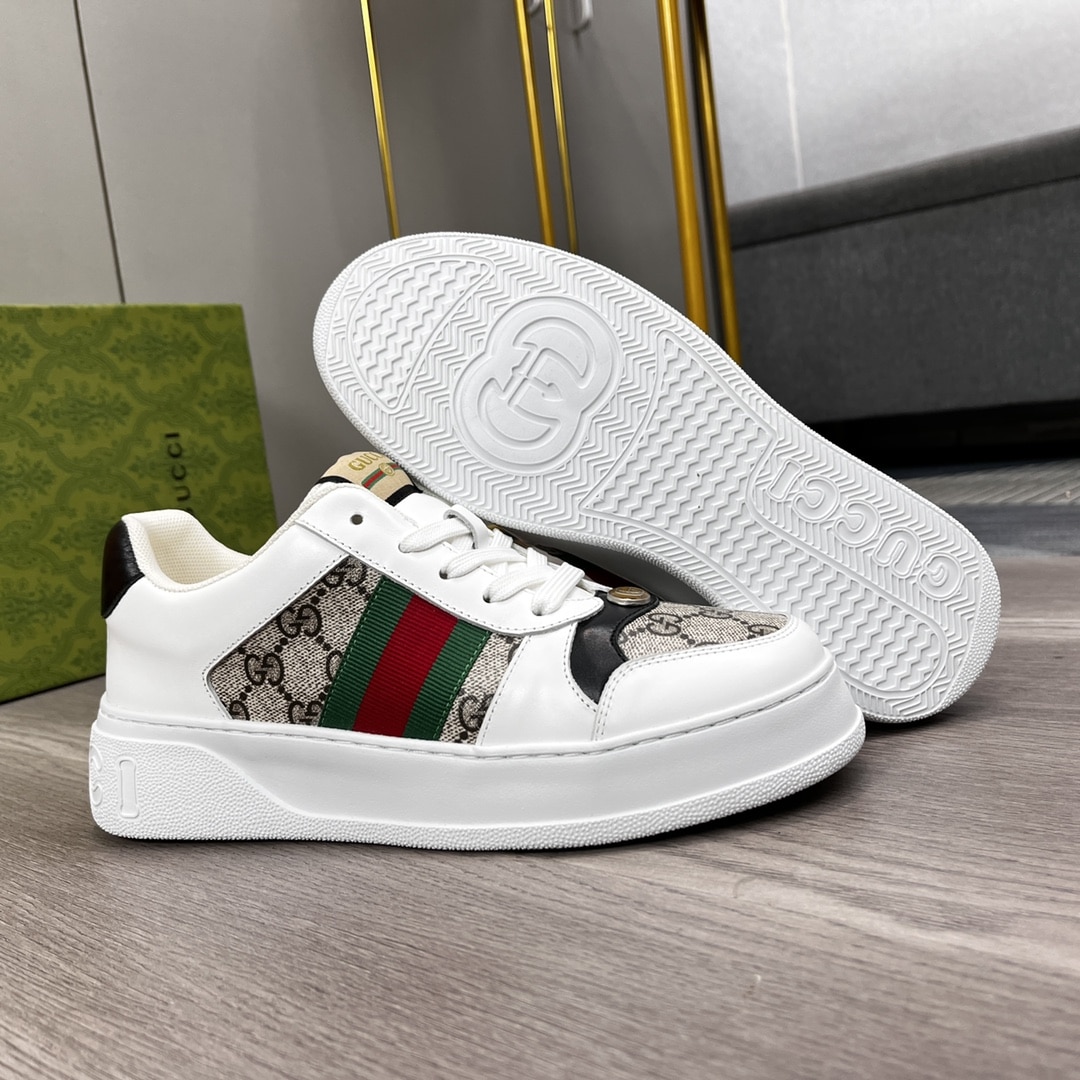 Gucci Screener Sneaker Gg Canvas With Web White
