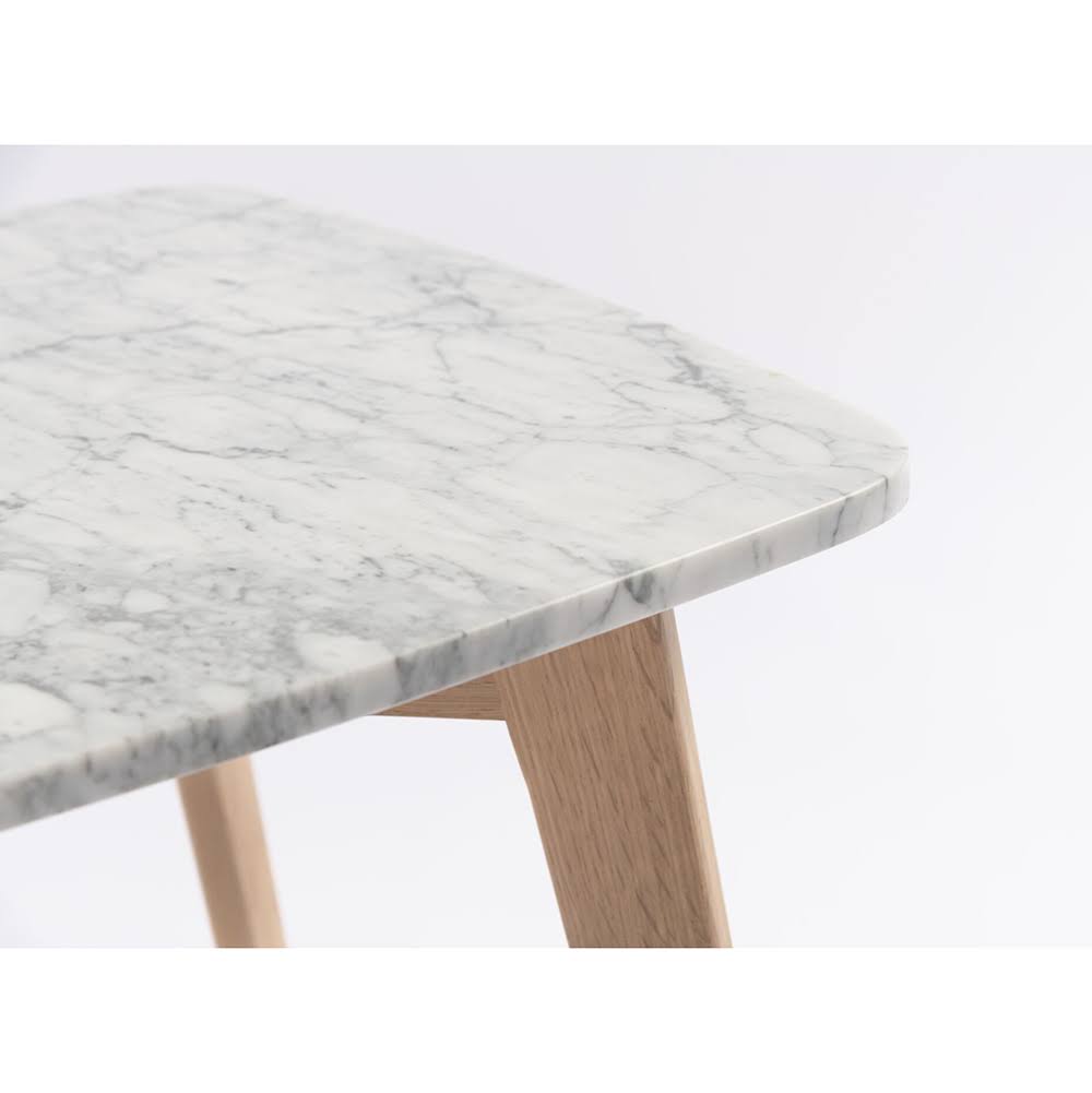 Faura 18x22 x 43.5x22 Rectangular Italian Black Marble Table with Walnut Legs