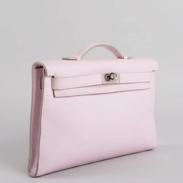 Hermès Kelly Longue Rose Dragee Evergrain with Palladium Hardware