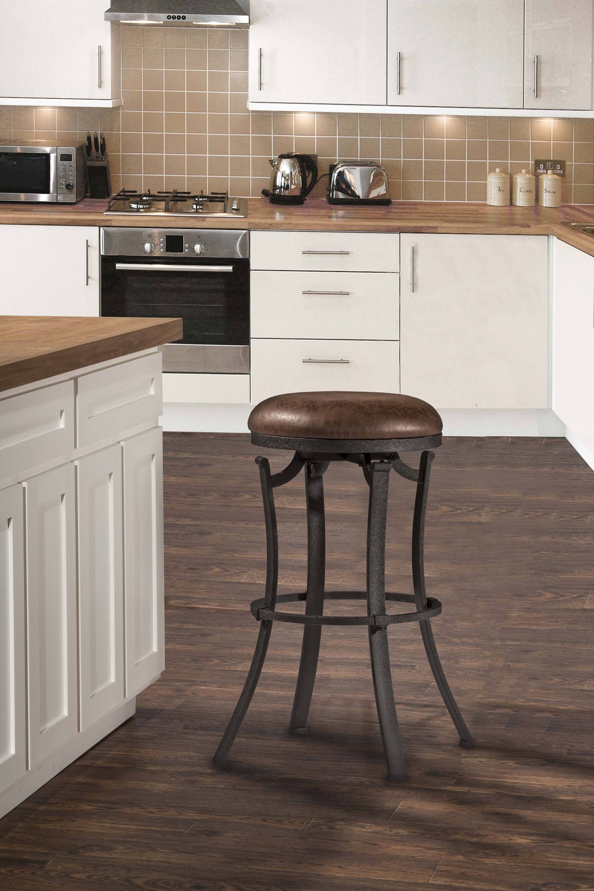 Hillsdale Furniture Kelford Black Swivel Backless Bar Stool