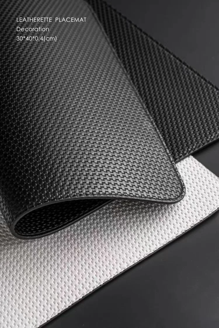 DC102 - Italian Top-layer Fine Leather Black and White Bicolor BV Braided Monochrome Dining Mat Table Mat Heat-insulated Mat Home Anti-scalding